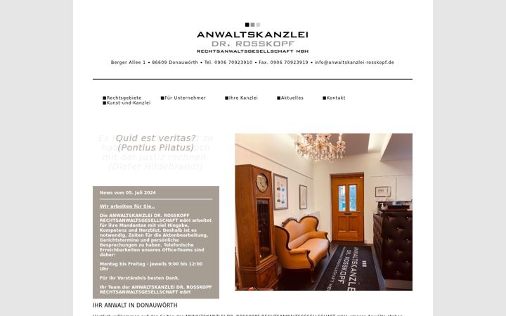 Screenshot of anwaltskanzlei-rosskopf.de