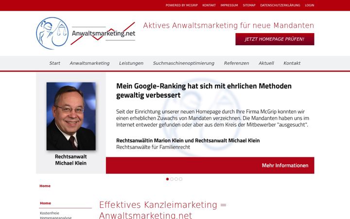 Screenshot of anwaltsmarketing.net