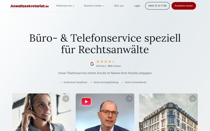 Ekrano kopija anwaltssekretariat.de