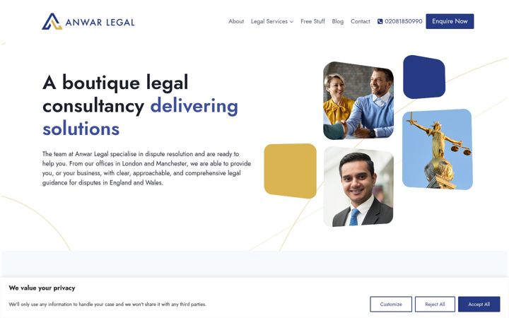 Ekrano kopija anwarlegal.co.uk