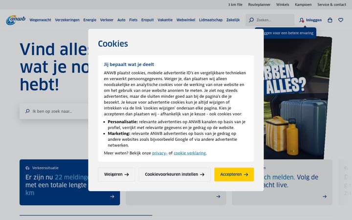 Skjermbilde av anwb.nl