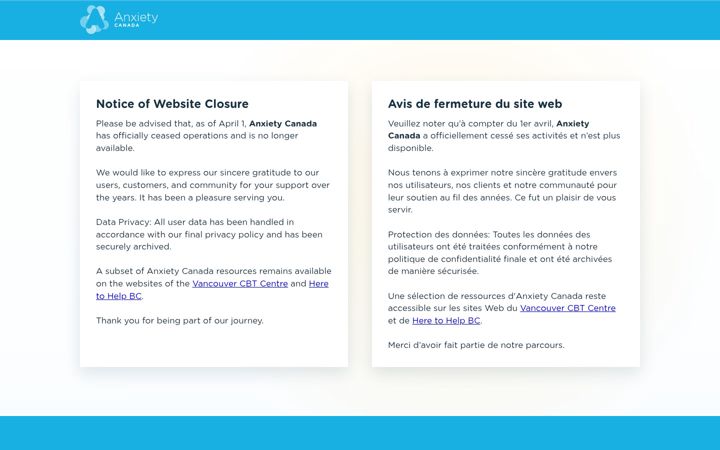 Screenshot of anxietycanada.com