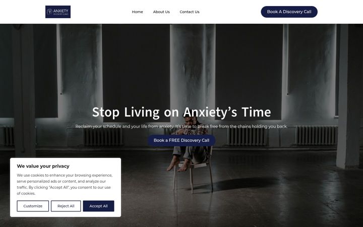 Screenshot of anxietyrecoveryclinic.com