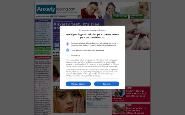 Snímek obrazovky anxietytesting.com