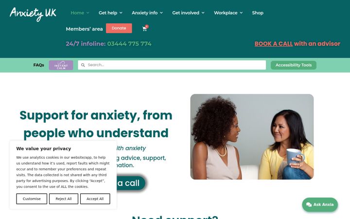 Screenshot of anxietyuk.org.uk