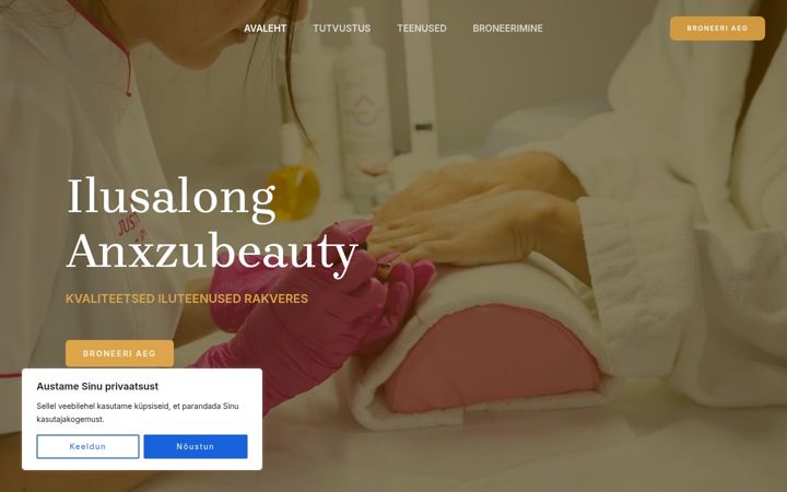Screenshot of anxzubeauty.ee