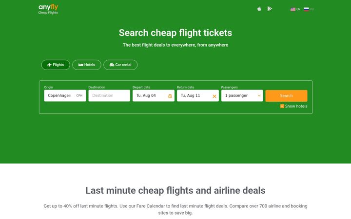 Screenshot of any-fly.com