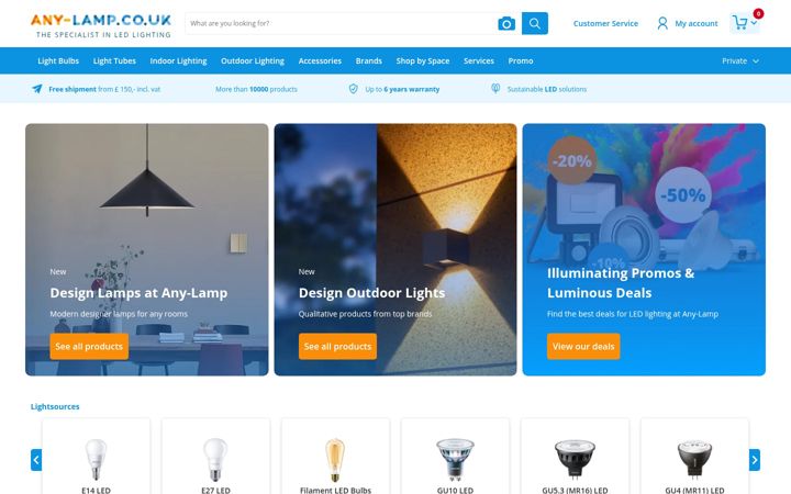 Screenshot of any-lamp.co.uk