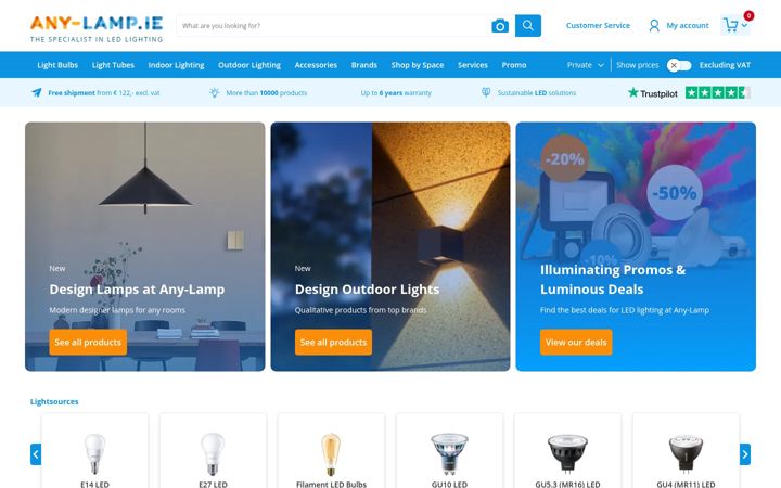 Screenshot of any-lamp.ie