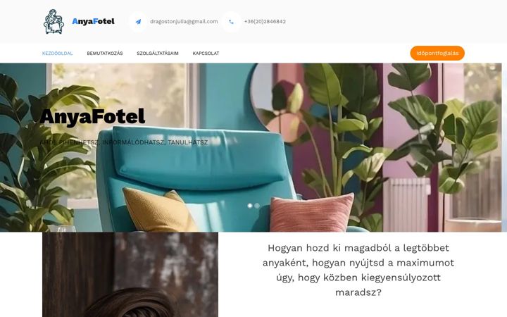 Captura de ecrã de anyafotel.hu
