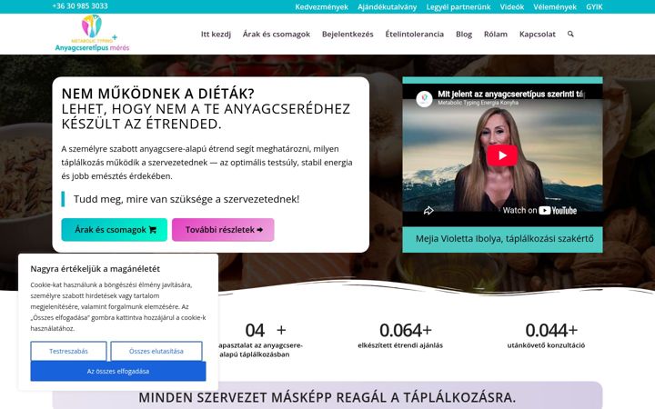 Screenshot of anyagcseretipizalas.hu