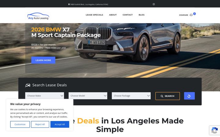 Snimka zaslona za anyautoleasing.com