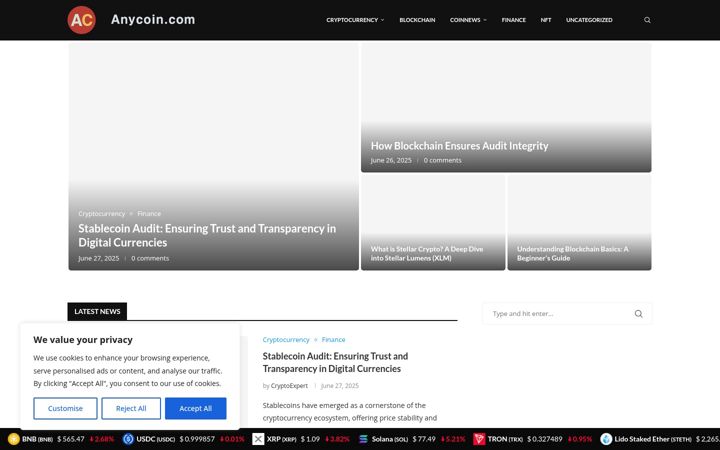 Snimka zaslona za anycoin.com