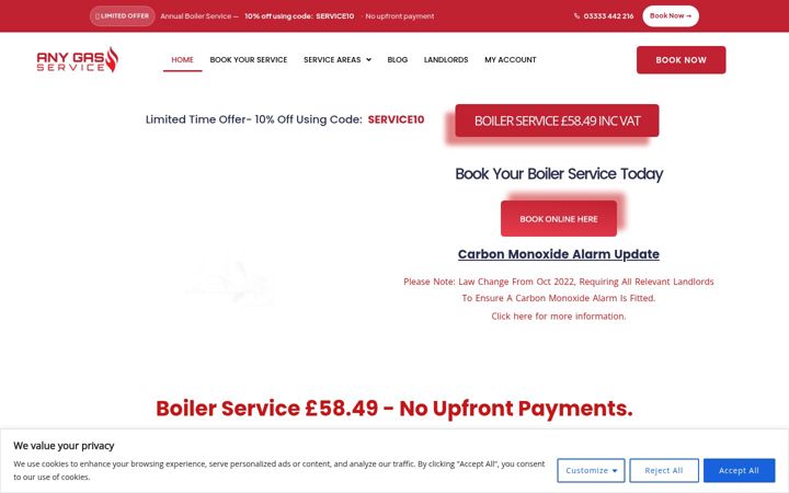 Screenshot di anygasservice.co.uk