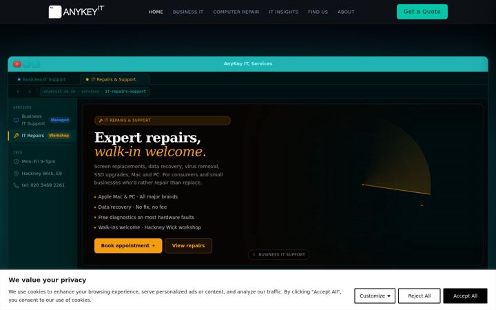 Screenshot of anykeyit.co.uk