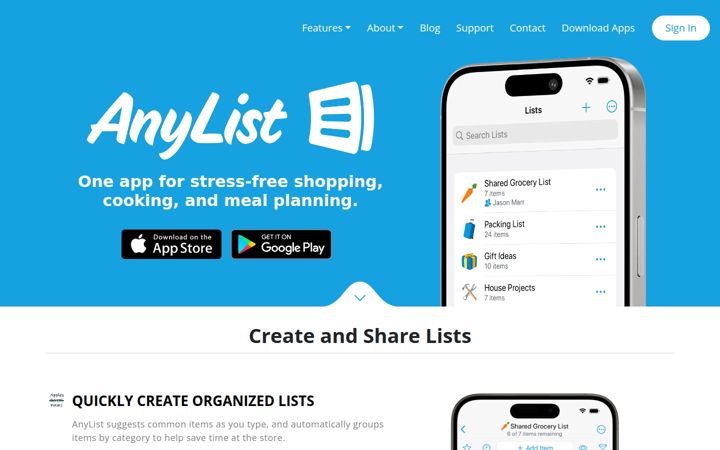 Ekrānuzņēmums no anylist.com