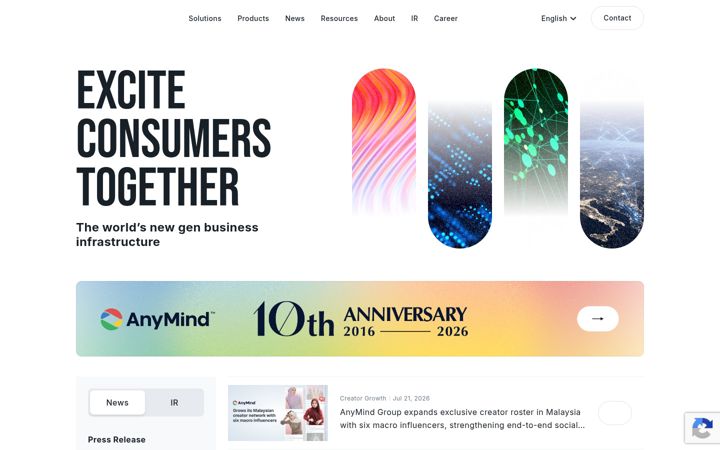 Screenshot von anymindgroup.com