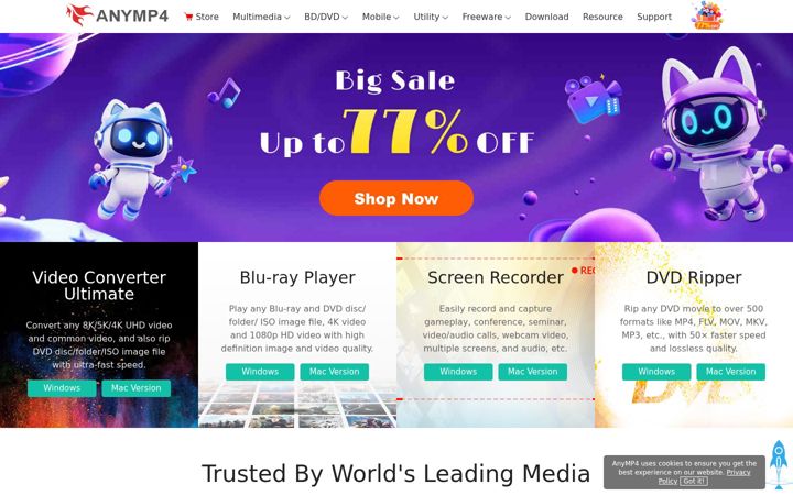Screenshot of anymp4.com