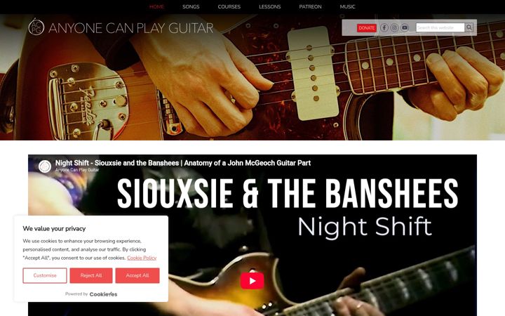 Screenshot of anyonecanplayguitar.co.uk