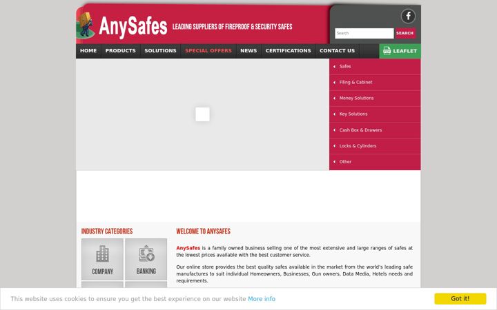 Posnetek zaslona anysafes.com