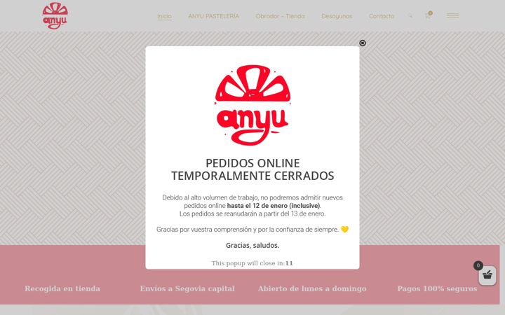 Screenshot di anyupasteleria.com