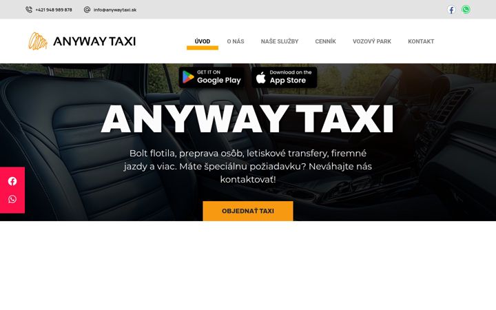 Screenshot of anywaytaxi.sk