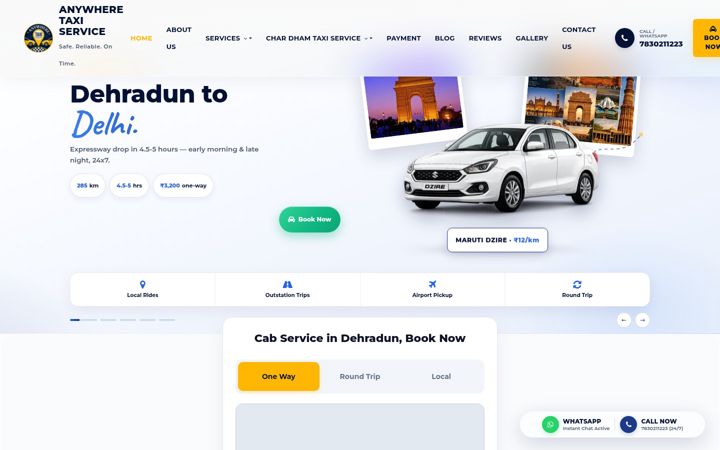 Screenshot of anywherecab.com