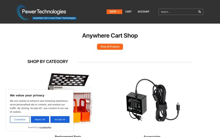 Ekrano kopija anywherecartparts.com