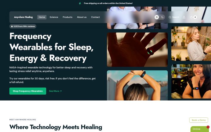 Ekrano kopija anywherehealing.com