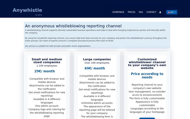 Ekrano kopija anywhistle.com