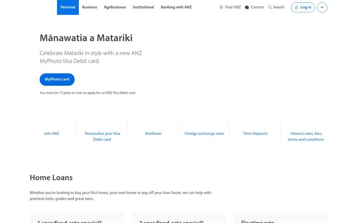 Screenshot ta' anz.co.nz