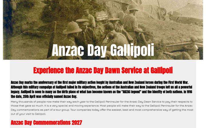 Screenshot of anzacdaytoursgallipoli.com