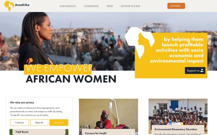 Skärmbild av anzafrika.org