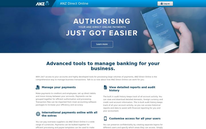 Screenshot of anzdirect.co.nz