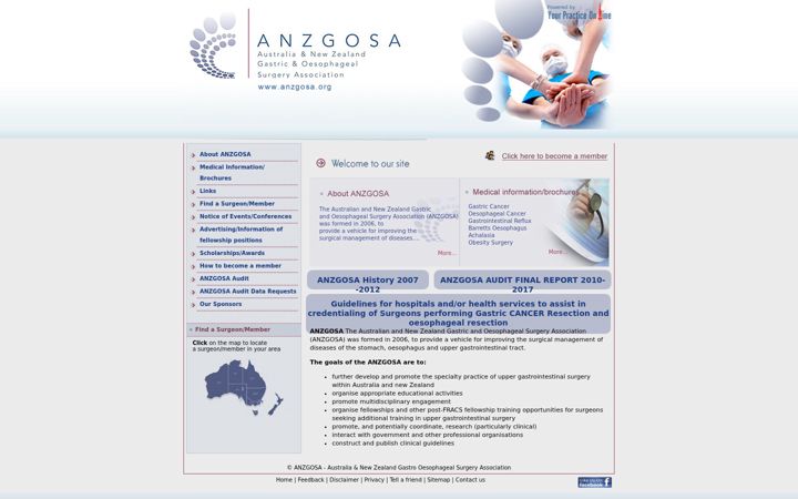 Screenshot of anzgosa.org