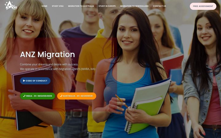 Screenshot of anzmigration.com