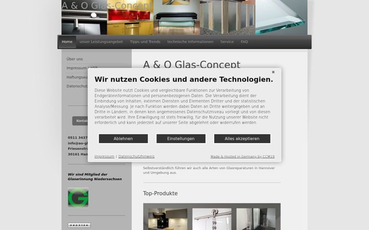 Screenshot of ao-glas.de