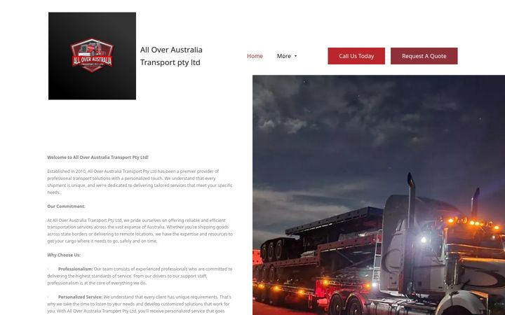 Screenshot of aoatransport.com.au