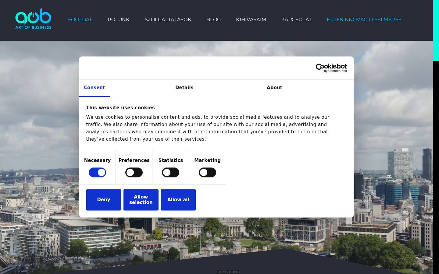 Screenshot of the consent banner shown before any interaction