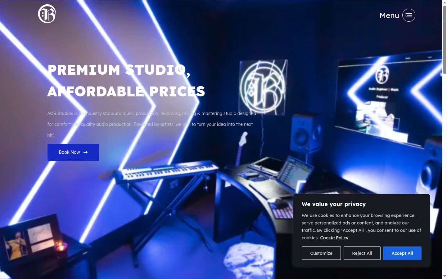 Skærmbillede af samtykkebanneret, som det blev vist før nogen interaktion