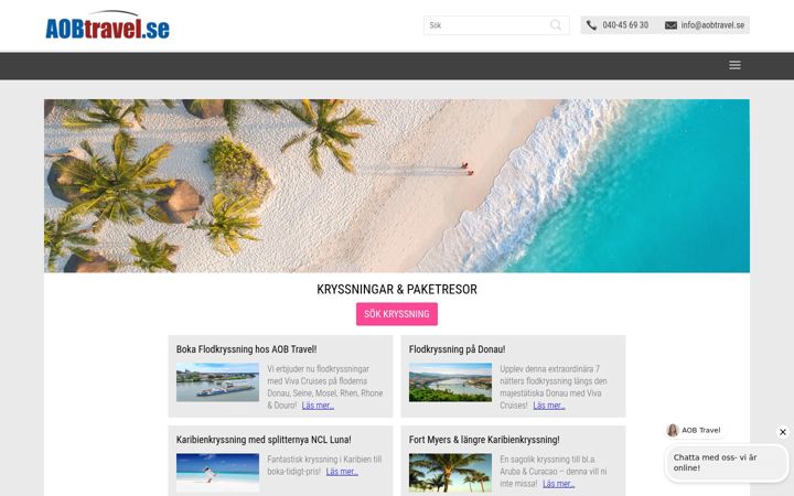 Screenshot di aobtravel.se
