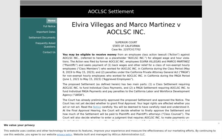 Skjámynd af aoclscsettlement.com