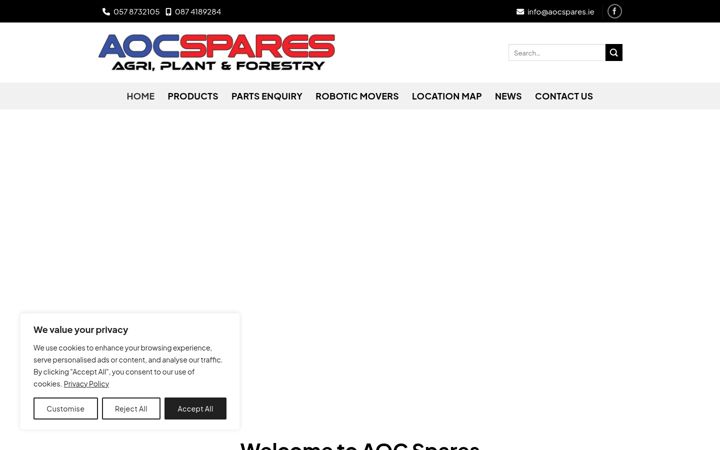 Screenshot of aocspares.ie