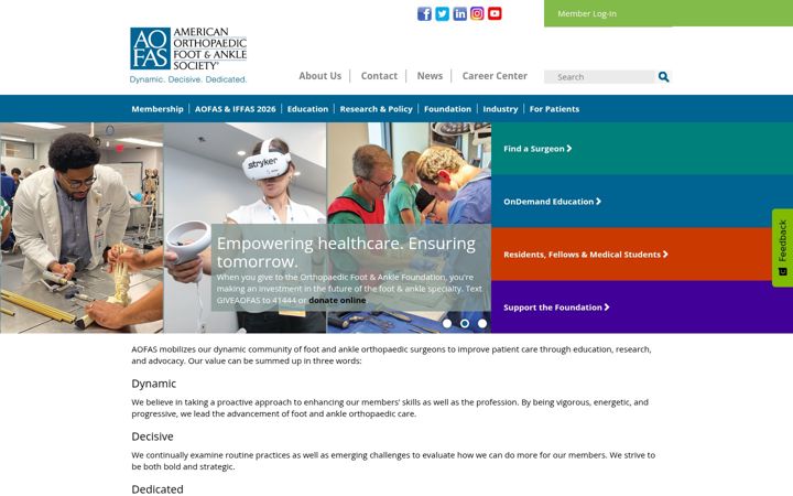 Screenshot of aofas.org