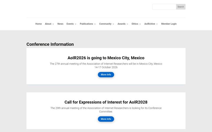 Screenshot of aoir.org
