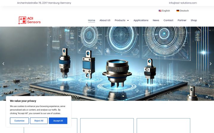 Screenshot van aoisensors.com