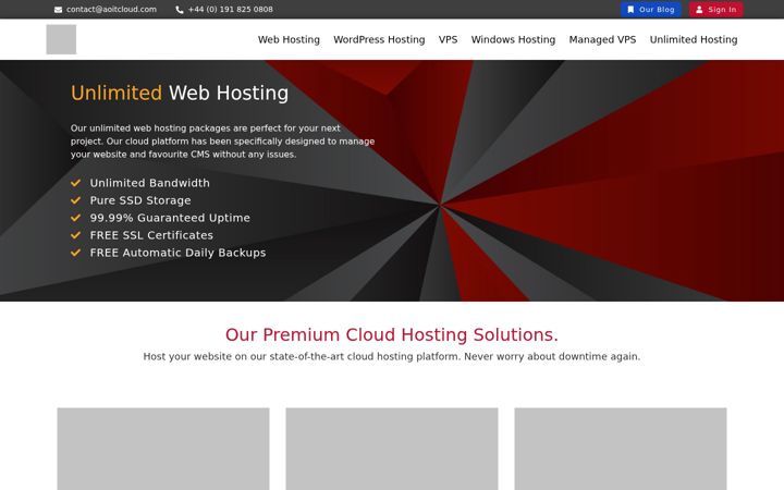 Screenshot van aoitcloud.com