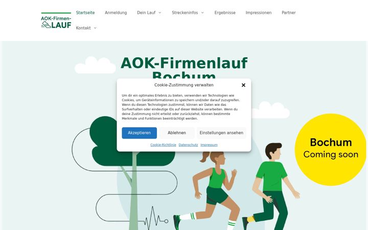 Screenshot of aok-firmenlauf-bochum.de