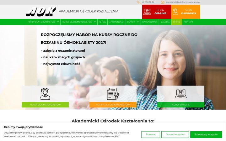 Screenshot of aok-kursymaturalne.pl