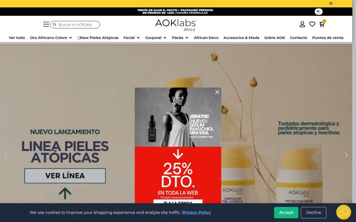 Captura de pantalla de aoklabs.com